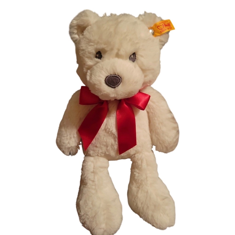 Steiff Neiman Marcus Teddy Bear Cream Plush Bow Button In Ear 683923 Classic